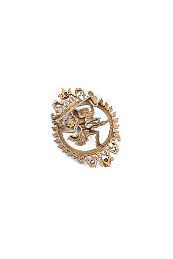 Oxidised Antique Gold Brass Sacred Nataraj Power Brooch
