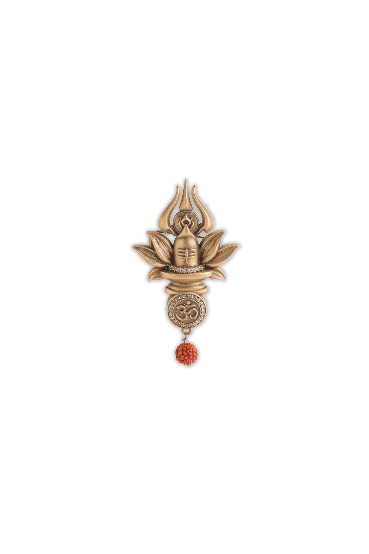 Oxidised Antique Gold Brass Sacred Shivling Emblem Brooch