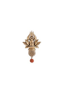 Oxidised Antique Gold Brass Sacred Shivling Emblem Brooch