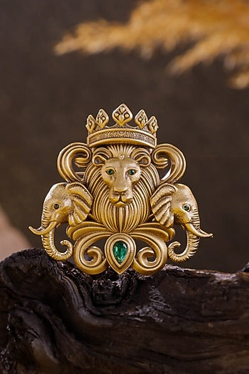 Oxidised Antique Gold Brass Brooch