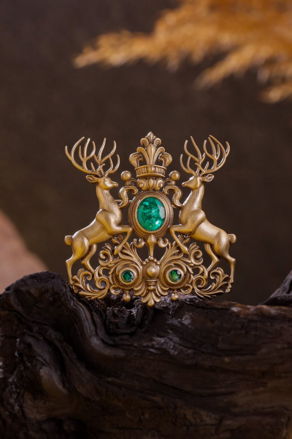 Oxidised Antique Gold Brass Brooch