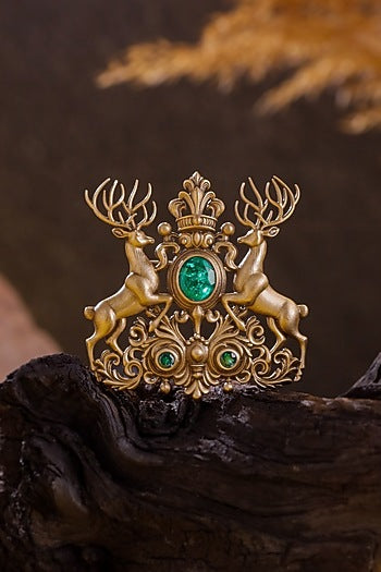 Oxidised Antique Gold Brass Brooch