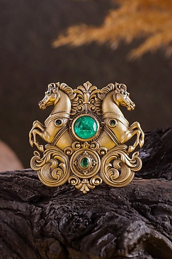 Oxidised Antique Gold Brass Brooch