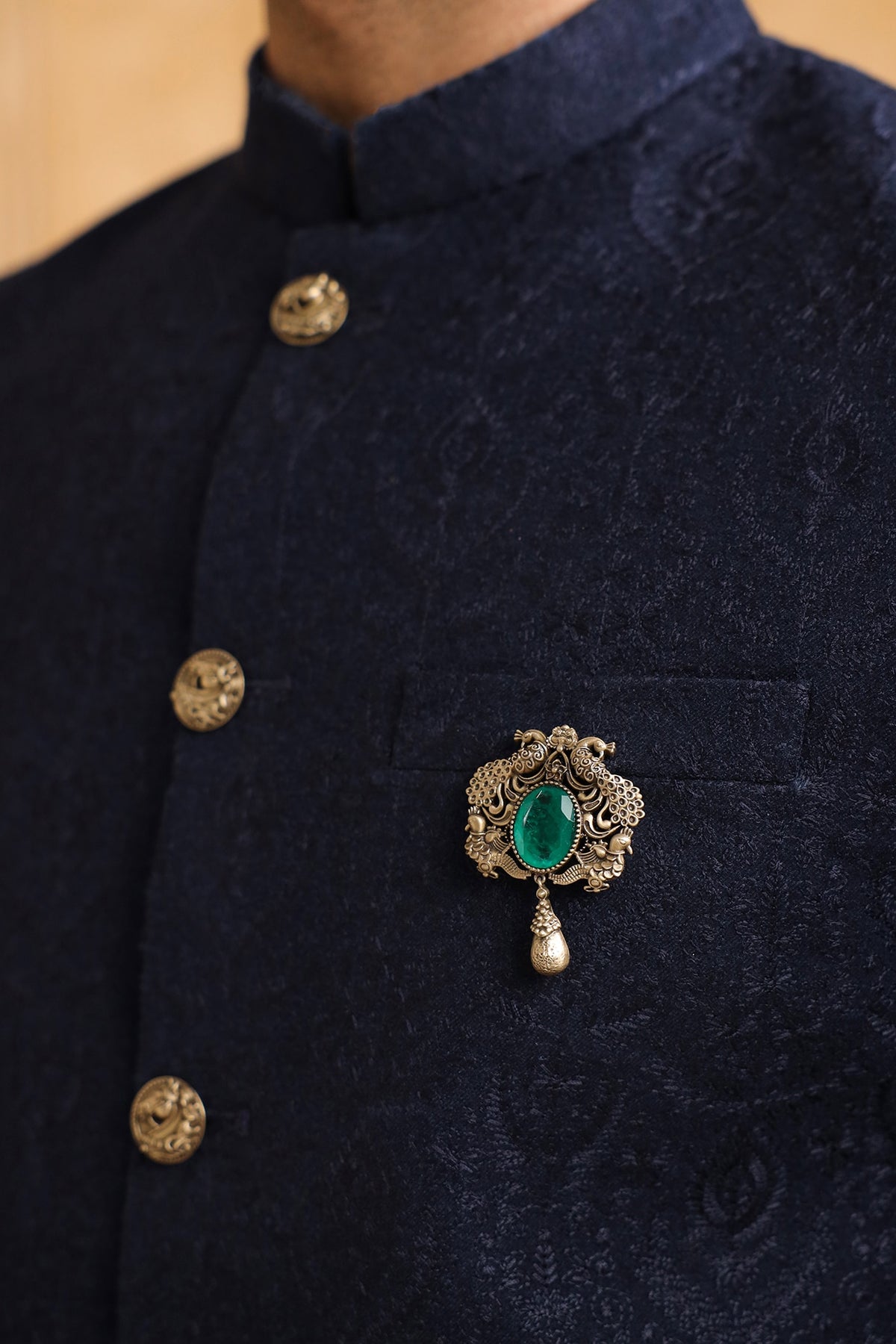 Oxidised Antique Gold Finish Brass Brooch