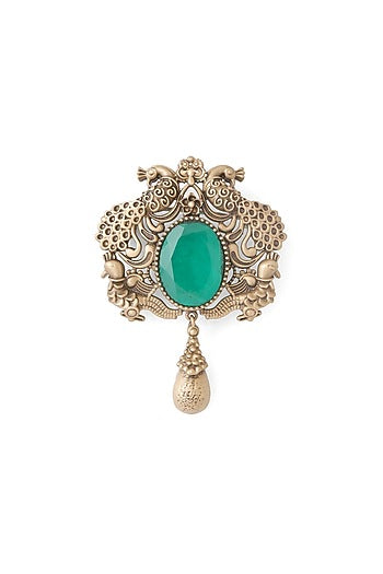 Oxidised Antique Gold Finish Brass Brooch