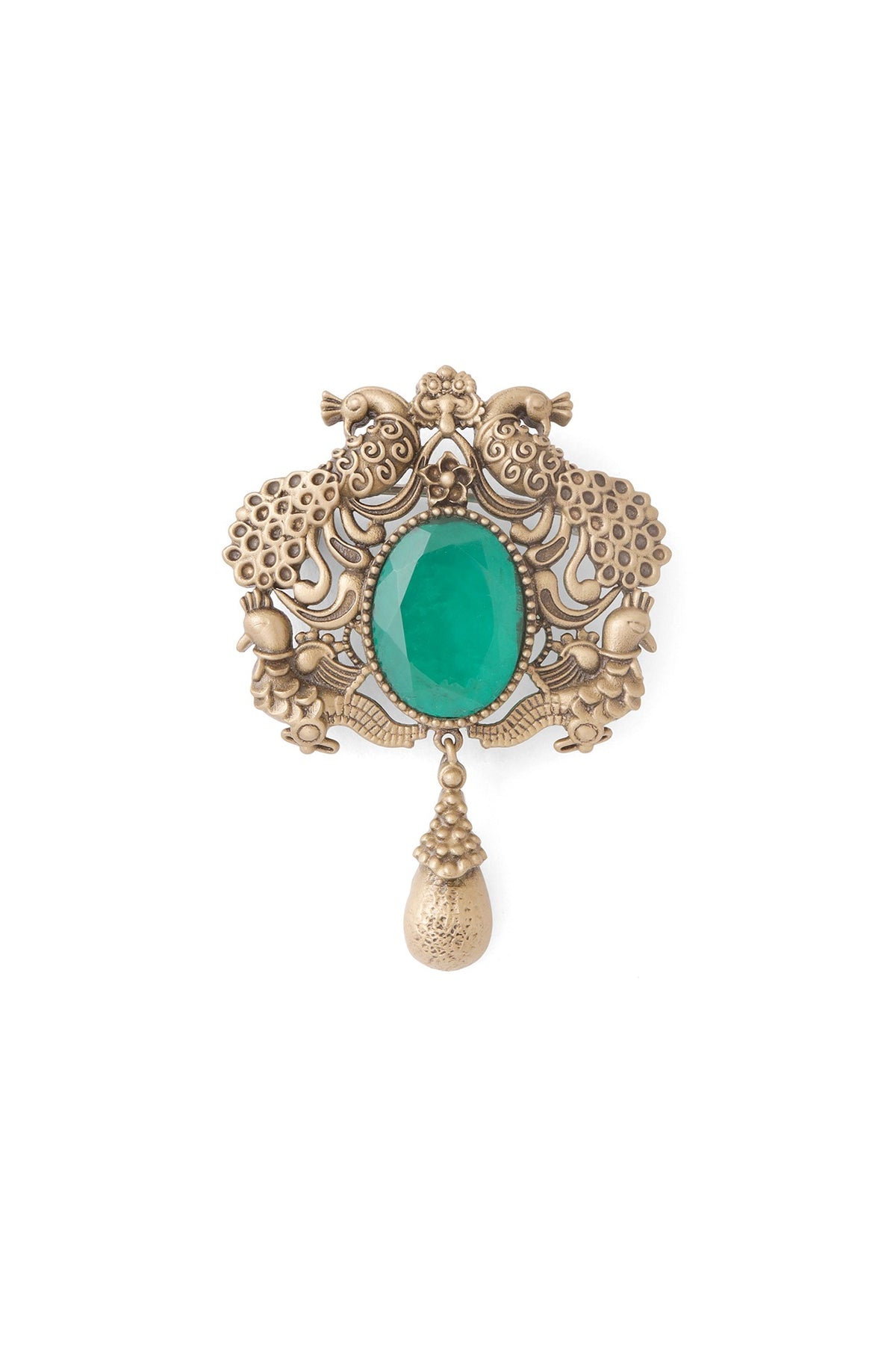 Oxidised Antique Gold Finish Brass Brooch