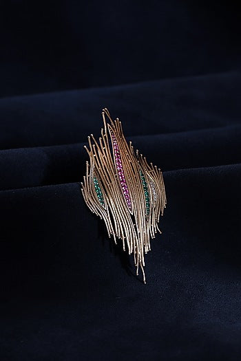 Antique Gold Finish Brass Brooch
