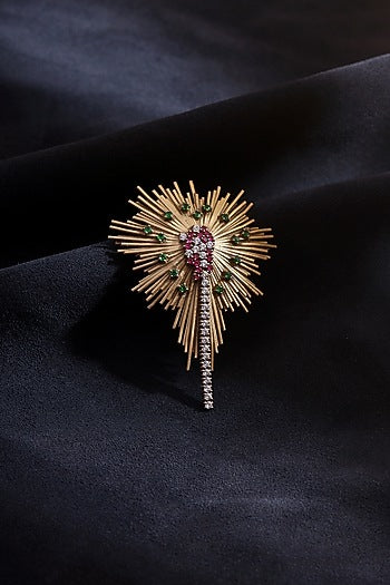 Antique Gold Finish Brass Spring Bloom Brooch