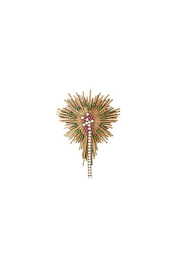 Antique Gold Finish Brass Spring Bloom Brooch