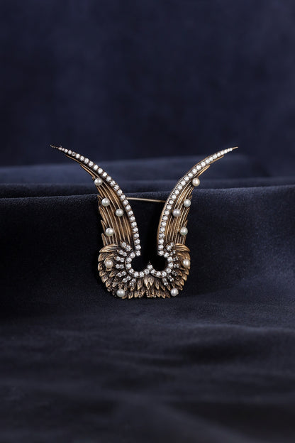 Antique Gold Finish Garuda Brooch In Brass