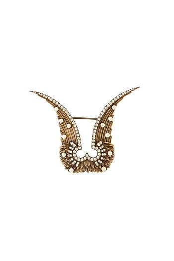 Antique Gold Finish Garuda Brooch In Brass