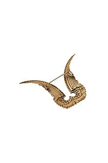 Antique Gold Finish Garuda Brooch In Brass