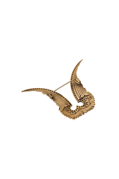 Antique Gold Finish Garuda Brooch In Brass