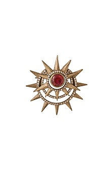 Antique Gold Finish Semi-Precious Stone Brooch