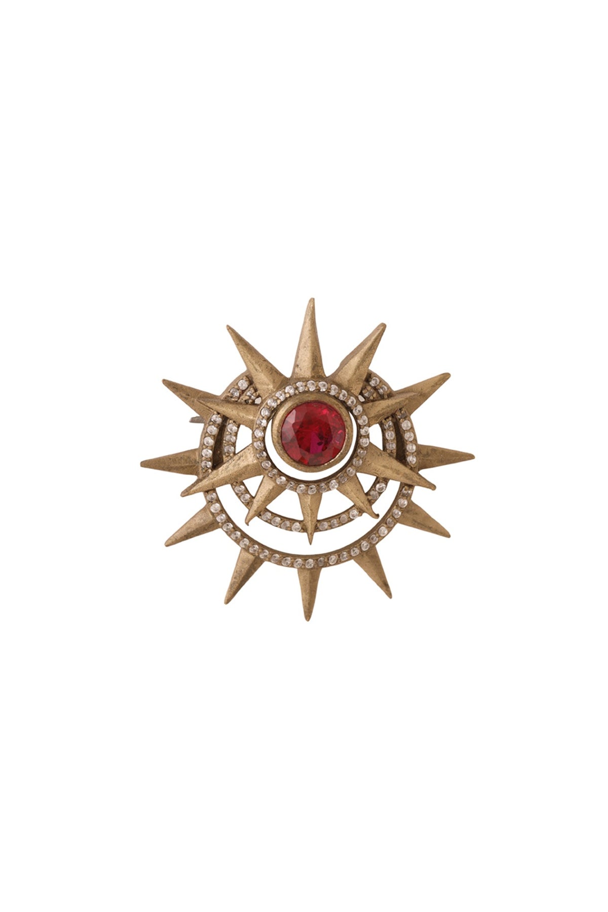 Antique Gold Finish Semi-Precious Stone Brooch