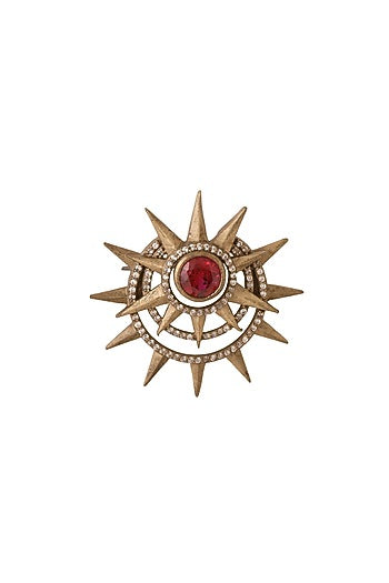 Antique Gold Finish Semi-Precious Stone Brooch
