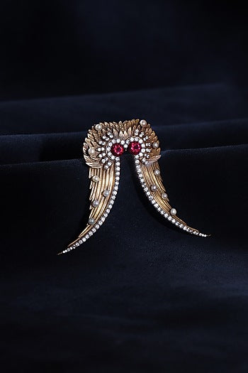 Antique Gold Finish Abstract Owl Brooch
