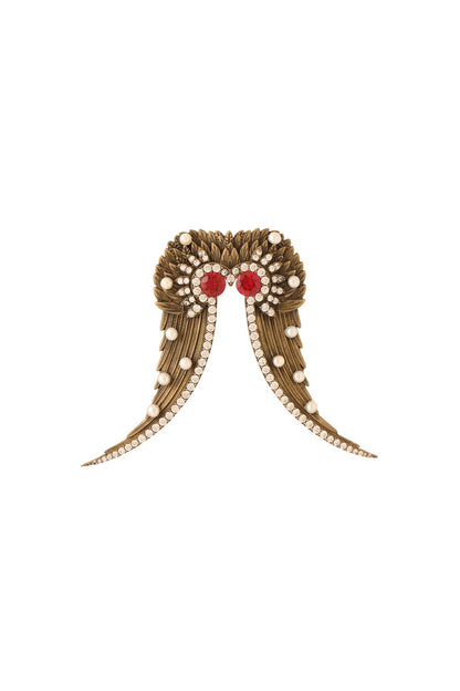 Antique Gold Finish Abstract Owl Brooch