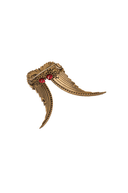 Antique Gold Finish Abstract Owl Brooch