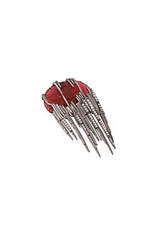 Antique Black Finish Red Dangler Brooch