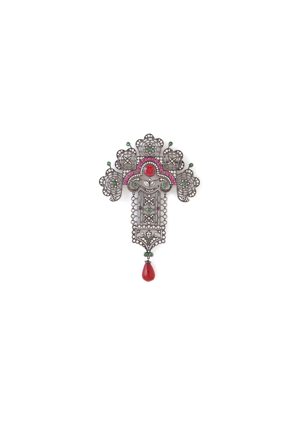 Antique Black Finish Victorian Themed Brooch