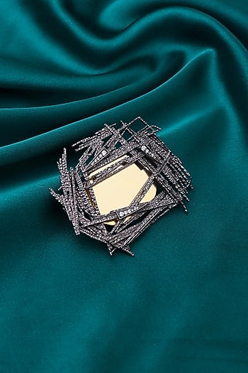 Antique Black Finish Shiny Shimmer Brooch