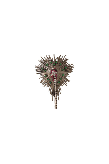 Antique Black Finish Brass Spring Bloom Brooch