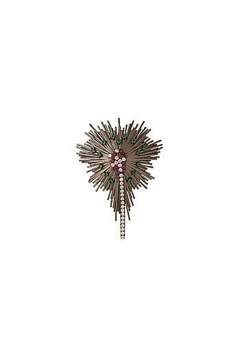 Antique Black Finish Brass Spring Bloom Brooch