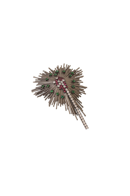 Antique Black Finish Brass Spring Bloom Brooch