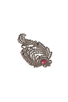 Antique Black Finish Embellished Paisley Brooch