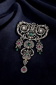 Silver Plated Embellished Brooch