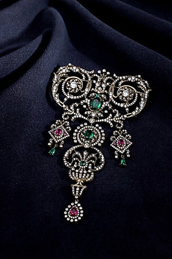 Silver Plated Embellished Brooch