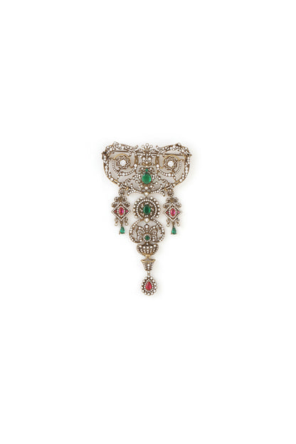 Silver Plated Embellished Brooch
