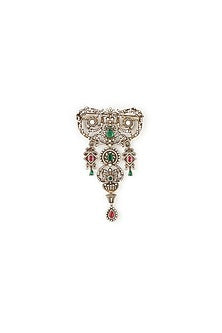Silver Plated Embellished Brooch