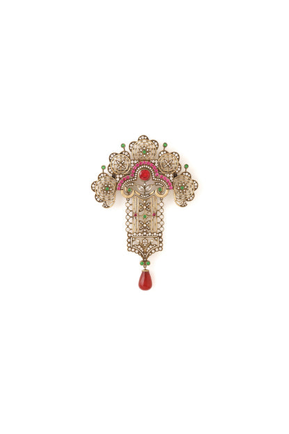 Antique Gold Finish Victorian Themed Brooch