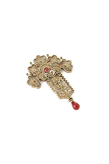 Antique Gold Finish Victorian Themed Brooch