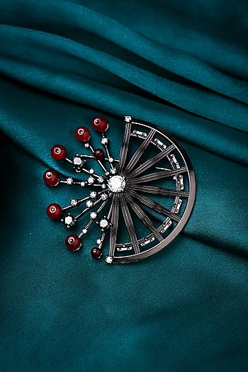 Antique Black Finish Mahabharata Themed Brooch