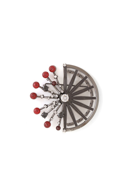 Antique Black Finish Mahabharata Themed Brooch