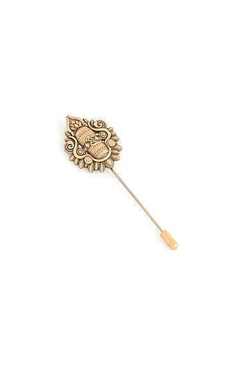 Antique Gold Brass Brooch & Lapel Pin Set