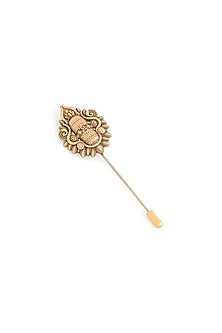 Antique Gold Brass Brooch & Lapel Pin Set