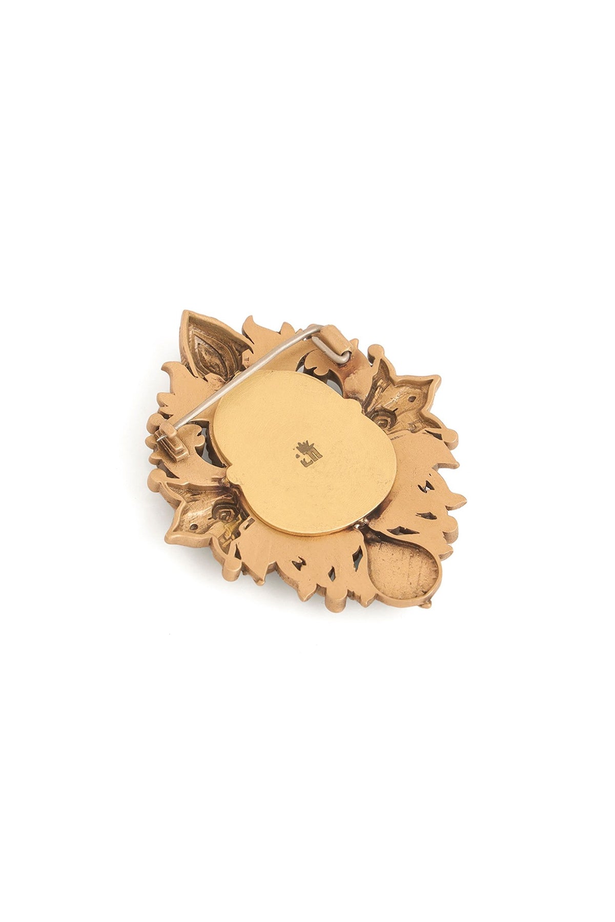Antique Gold Brass Brooch & Lapel Pin Set