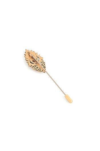 Antique Gold Brass Brooch & Lapel Pin Set