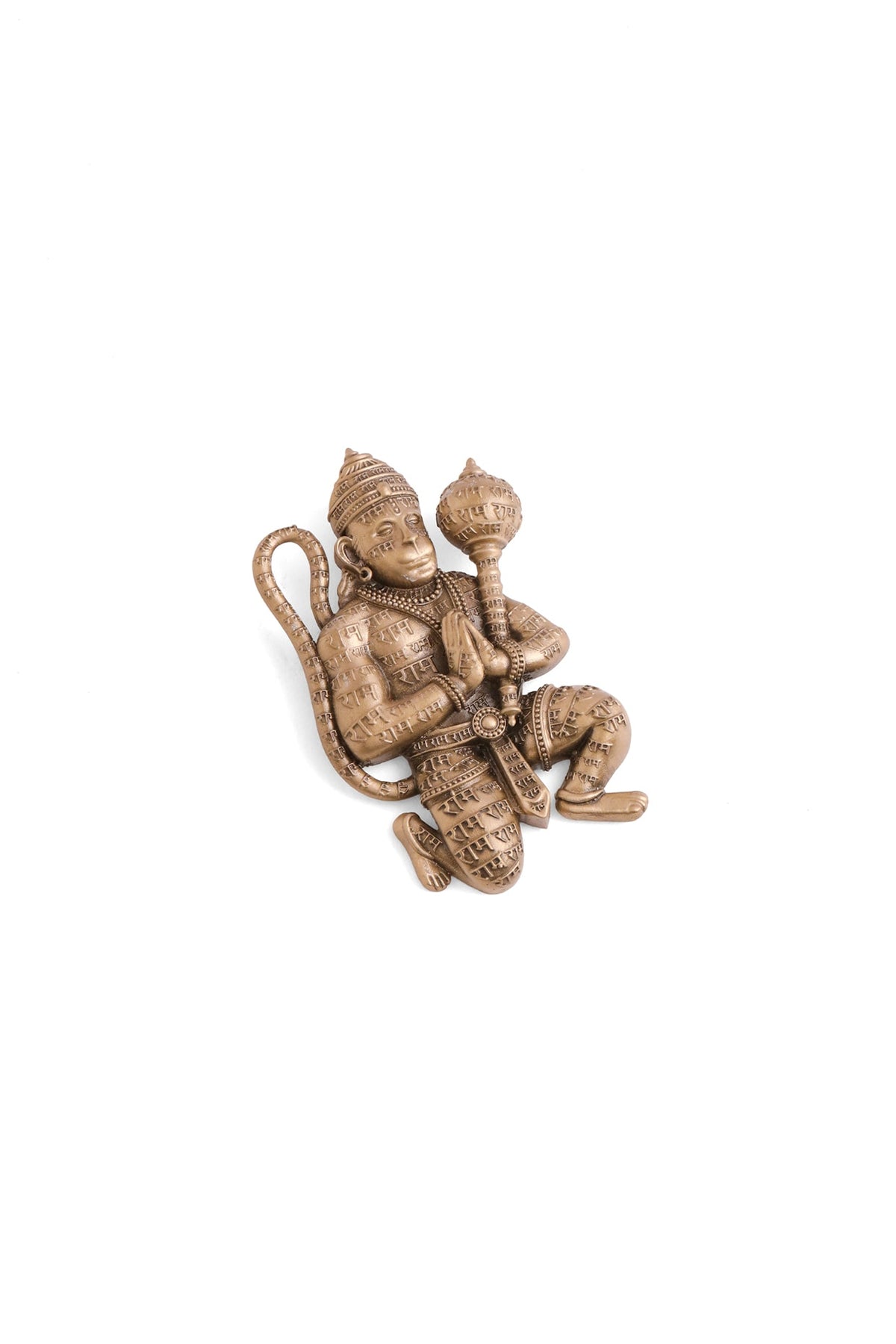 Oxidised Antique Gold Finish Brass Hanuman Heritage Brooch