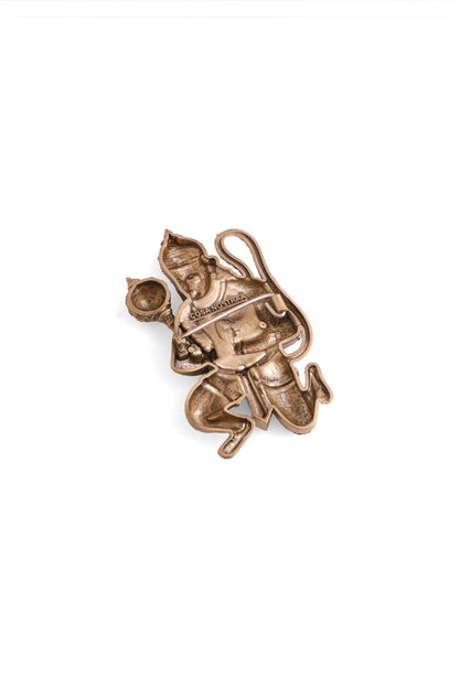 Oxidised Antique Gold Finish Brass Hanuman Heritage Brooch