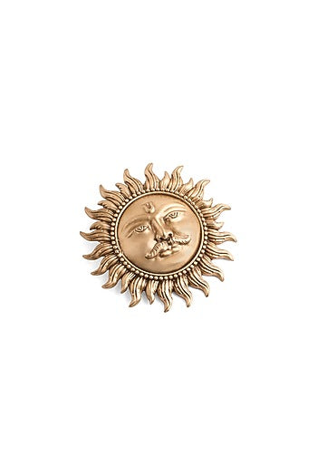 Oxidised Antique Gold Finish Brass Sun Brooch