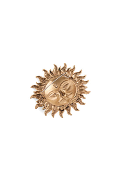 Oxidised Antique Gold Finish Brass Sun Brooch