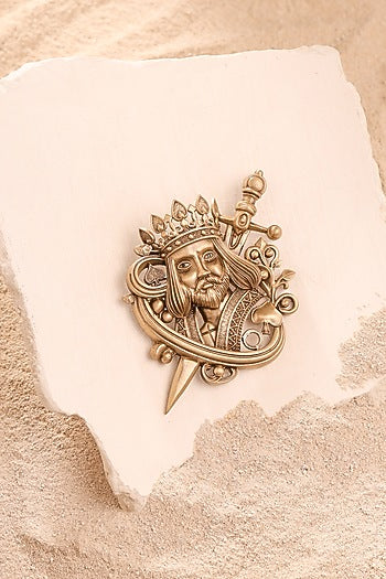 Oxidised Antique Gold Finish Brass Brooch
