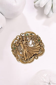 Oxidised Antique Gold Finish Brass Brooch