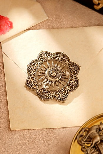 Oxidised Antique Gold Brass Brooch