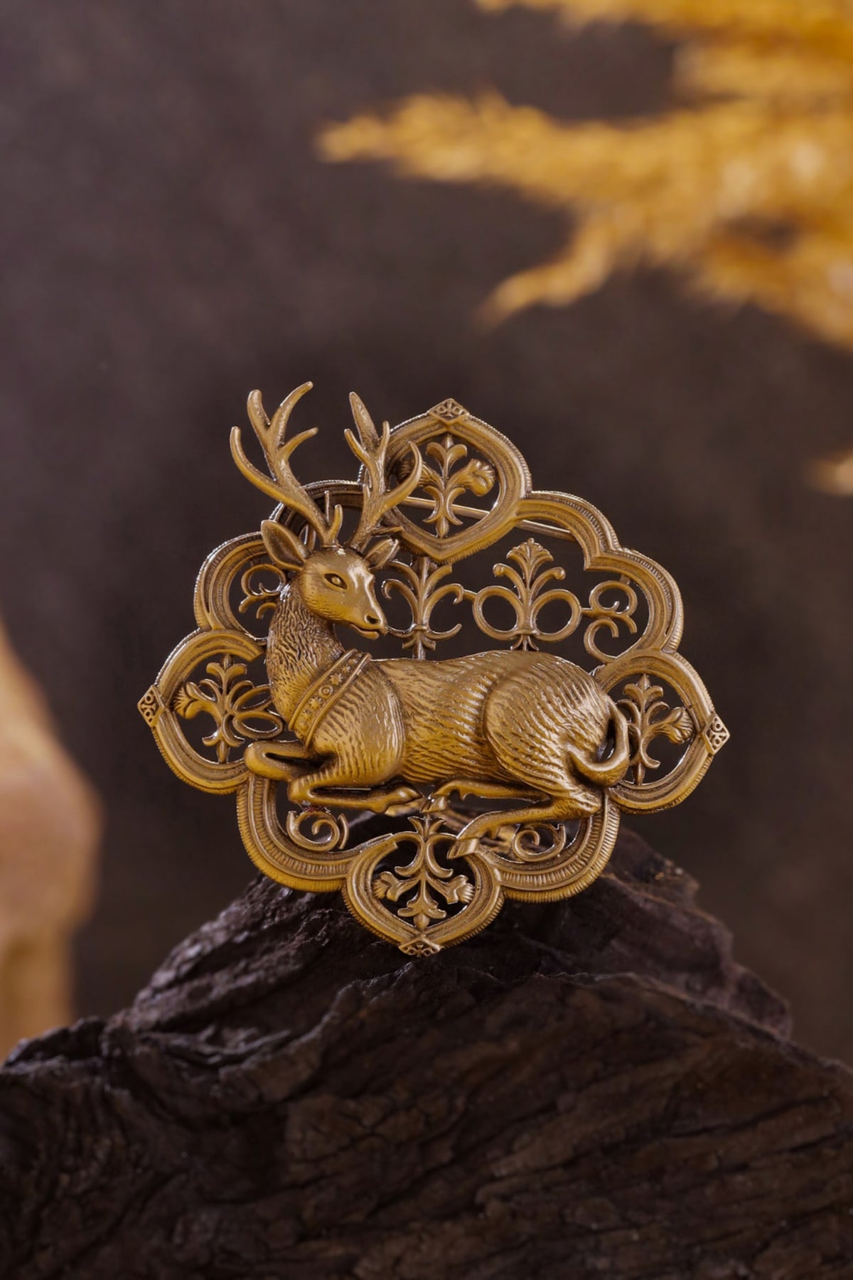 Oxidised Antique Gold Brass Brooch